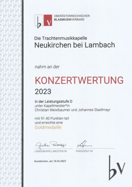 Konzertwertung 2023 in Gunskirchen